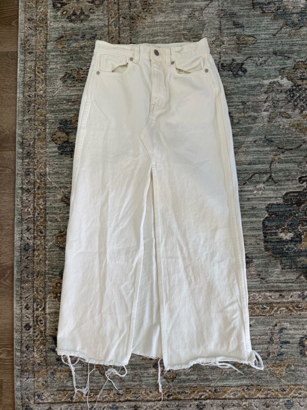 Madewell White denim skirt with Front Slit